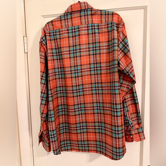 Neiman Marcus Vibrant Plaid Button Down Shirt - Picture 3 of 8